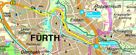 Stadtplan von Frth mit dem Stadtteil
                  "Espan"