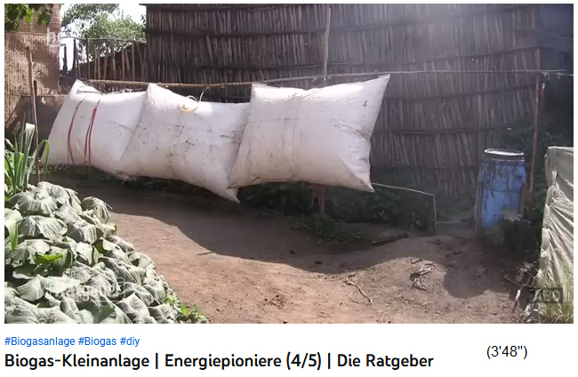 �frica, bolsas de
                    almacenamiento de gas en la pared de una casa