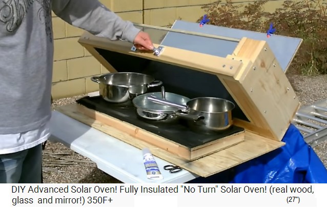 2 pots
                  and 1 pan fit in the solar oven at the same time, here
                  made of stainless steel