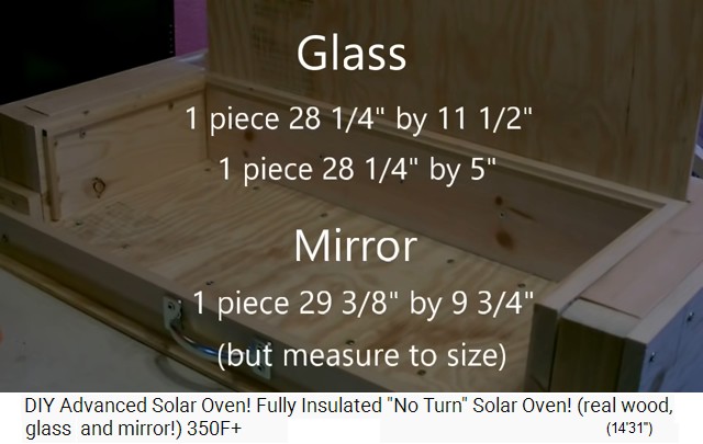 Solarofen, die Abmessungen 02:
                  Spiegel und Glasscheiben