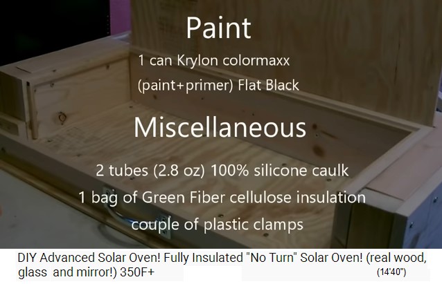 Horno solar: Lista con el color y
                  otros accesorios