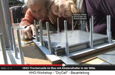 Trockenzelle im Bau mit Abstandhalter
                            in der Mitte des Stapels