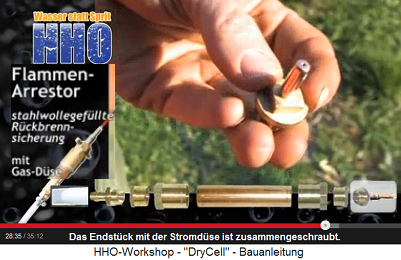 Das Endstück
(Verschlusskappe) ist mit der Stromdüse
zusammengeschraubt - "montiert" Das Endstück (Verschlusskappe) ist mit
der Stromdüse zusammengeschraubt -
"montiert"