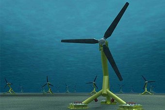 Tidal stream turbine for tidal
                                  parks (schematic) by "Hammerfest
                                  Str�m" or "ANDRITZ HYDRO
                                  Hammerfest" - each tidal turbine
                                  has an output of 1 MW per year