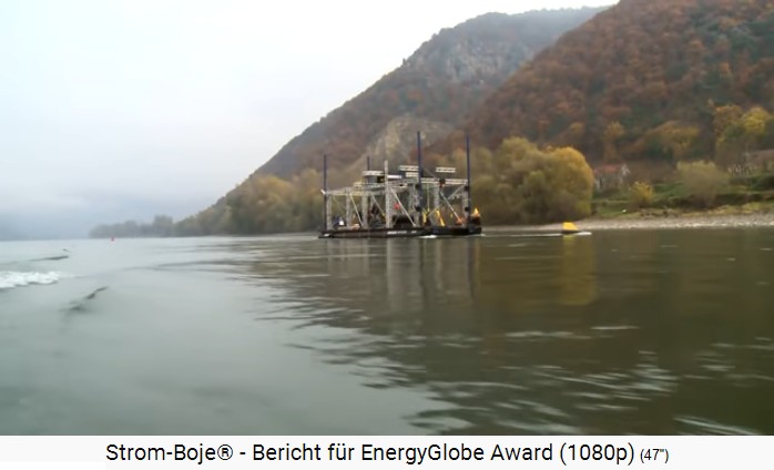 Die Stromboje-Aufhängevorrichtung
                  schwimmt auf der Donau