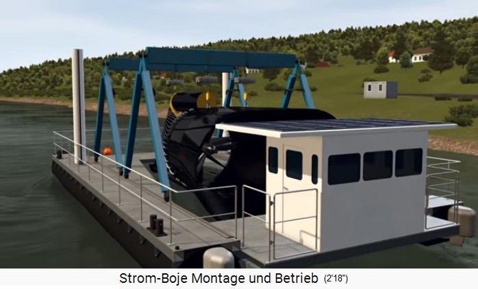 The service catamaran
                            with the stream buoy arrives, rear view into
                            the funnel of the stream buoy