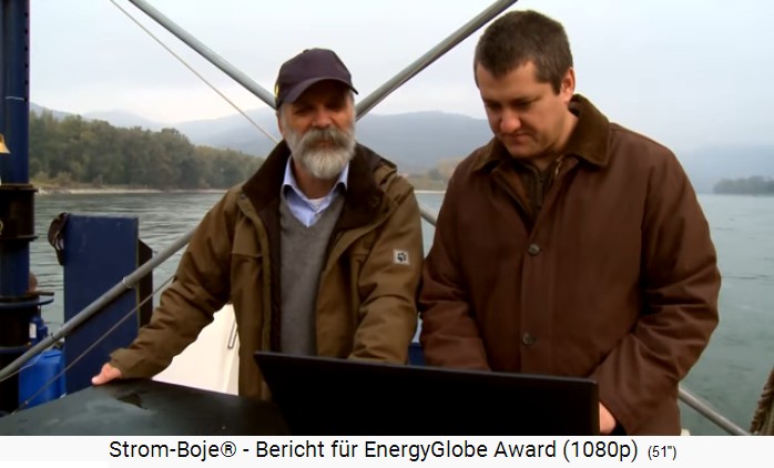Pioneer Fritz
                  Mondl with co-worker controls the power production of
                  a stream buoy