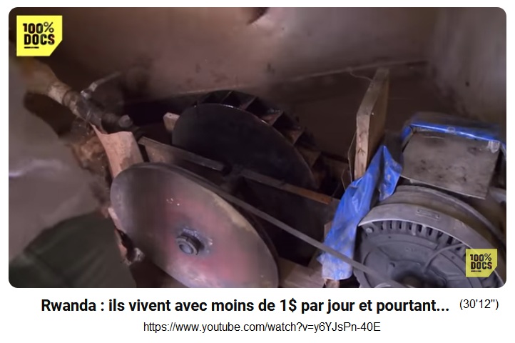 Ruanda am 31.10.2023: STROM
                  PRODUZIEREN MIT KLEINEM B�CHLEIN: Da hat jemand in
                  Ruanda diese Stromproduktion gebaut: mit
                  Mini-Wasserrad am Generator