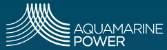 Das Logo der Firma
                                        "Aquamarine Power" aus
                                        Edinburgh, die das
                                        Auster-Wellenkraftwerk
                                        "Oyster" produziert