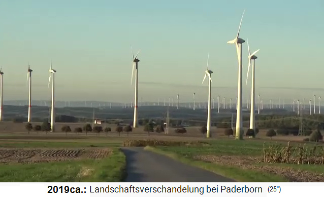 Region
                                Paderborn 2019ca.: 100e Giga-Windräder
                                (Propellerspargel) verschandeln die
                                Landschaft und verwandeln sie in eine
                                Industrielandschaft