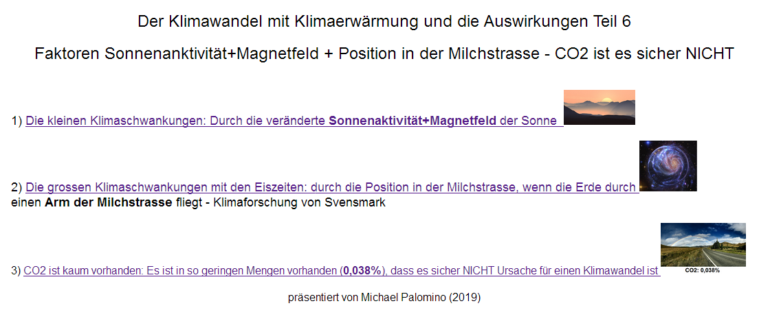Titel: Klimawandel durch
                                  variierte Sonnenaktivit�t+Eiszeiten
                                  durch den Arm der Milchstrasse