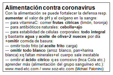 La
                  ficha con la alimentaci�n en contra el coronavirus 19