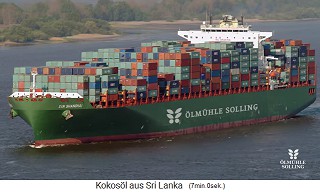 Der Frachter der deutschen Mhle transportiert das Kokosl von Ceylon nach Deutschland
