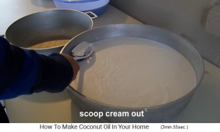 The coconut cream is shovelled up 01
