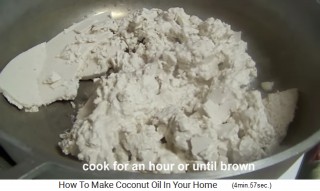 The coconut cream is boiled in a pan - is fried