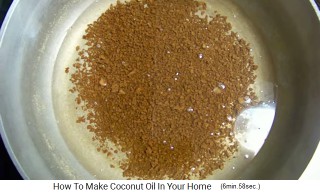 Here is the coconut oil - the waste settles grainy on the ground