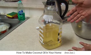 The coconut oil in the bottle