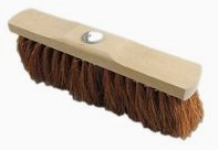 Broom made of wood and coconut fiber