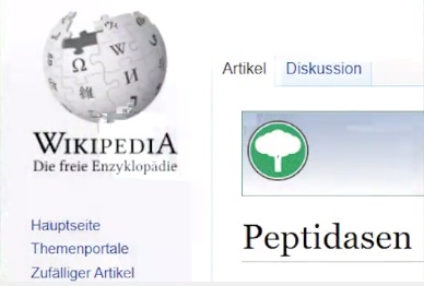 Mossad-Wikipedia mit
                einem Artikel über Peptidasen in Schlangengifte