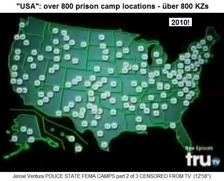 Karte der "USA" mit über 800 KZs