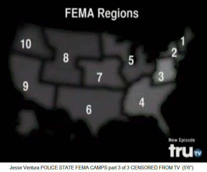 Karte der
                  "USA": Die 10 Gefängnisdistrikte der FEMA