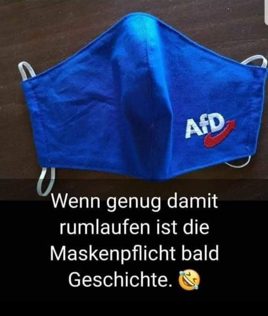 blaue Maske mit
                  AfD-Logo