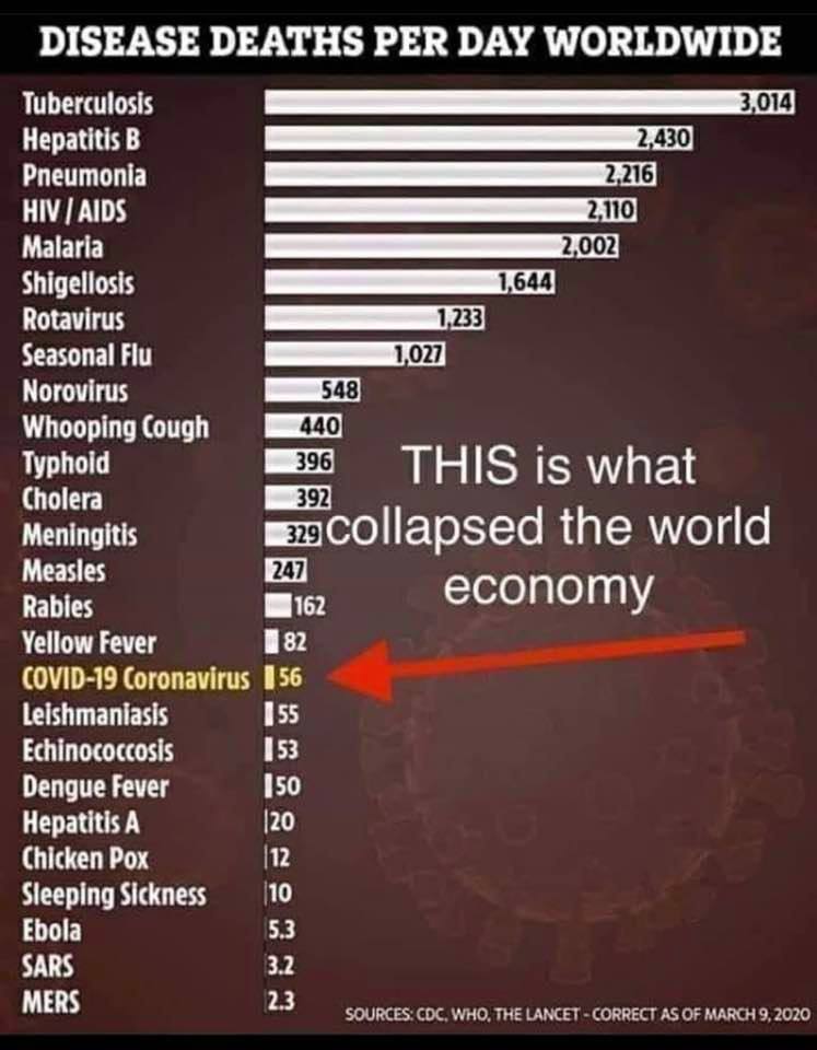 Corona19 und andere Krankheiten weltweiter
                    Vergleich der t�glichen Todesopfer, Grafik