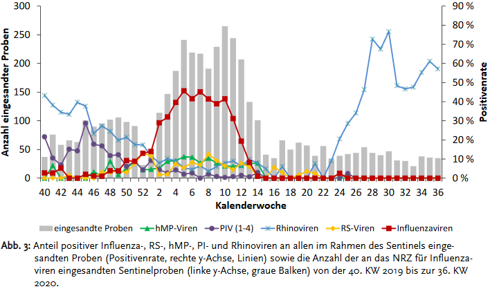 Tests auf Viren in Deutschland:
                          Laborberichte 2019-2020 - Kurvengrafiken