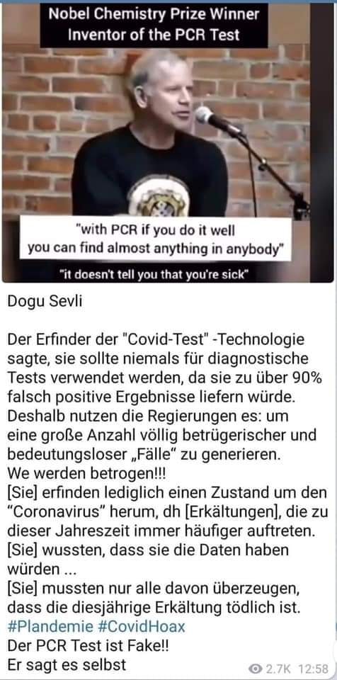 29.10.2020: "Mit der
              PCR-Testmethode kann man fast alles finden"