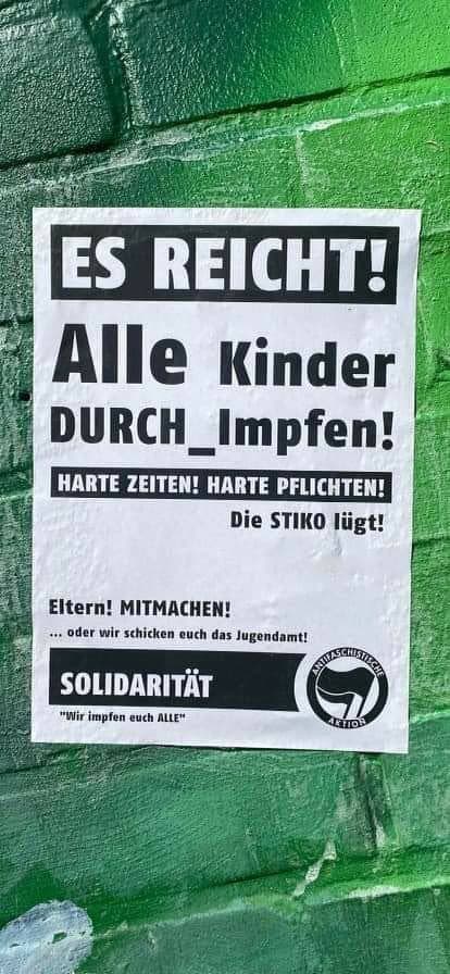 Kr. Antifa 17.8.2021:
                      Kriminell-zionistische Antifa hetzt gegen
                      UNgeimpfte Kinder