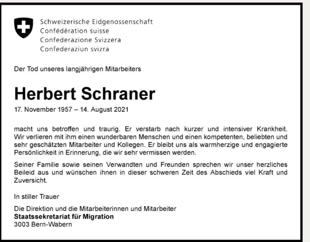 GENimpfmord 27.8.2021: Herbert Schraner