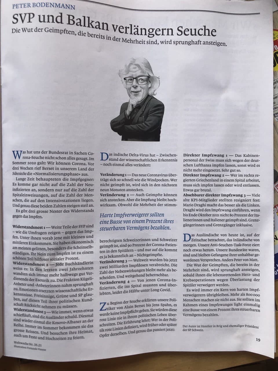 Hetze+Rufmorde gegen SVP und gesunde UNgeimpfte
                  20.9.2021: Der Dichter heisst Peter Bodenmann