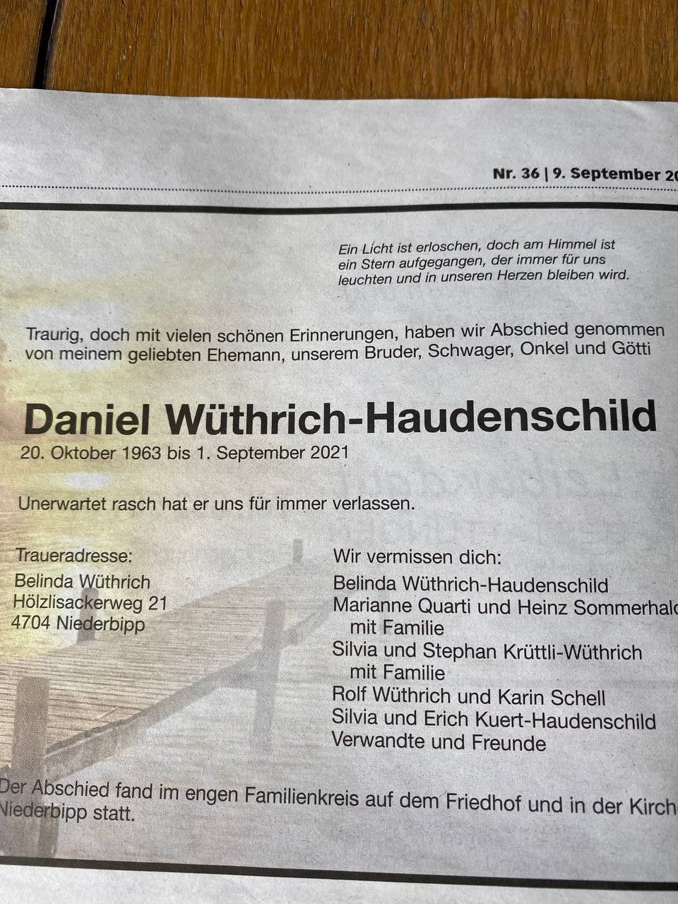 GENimpfmord Schweiz
                  10.9.2021: Daniel Wütrich-Haudenschild