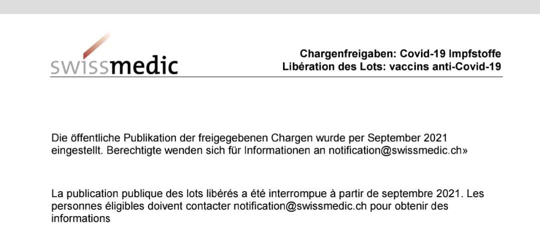 T�ter
                        Swissmedic von Bill Gates 19.9.2021: Nun werden
                        die Chargen der t�dlichen GENimpfungen nicht
                        mehr publiziert!
