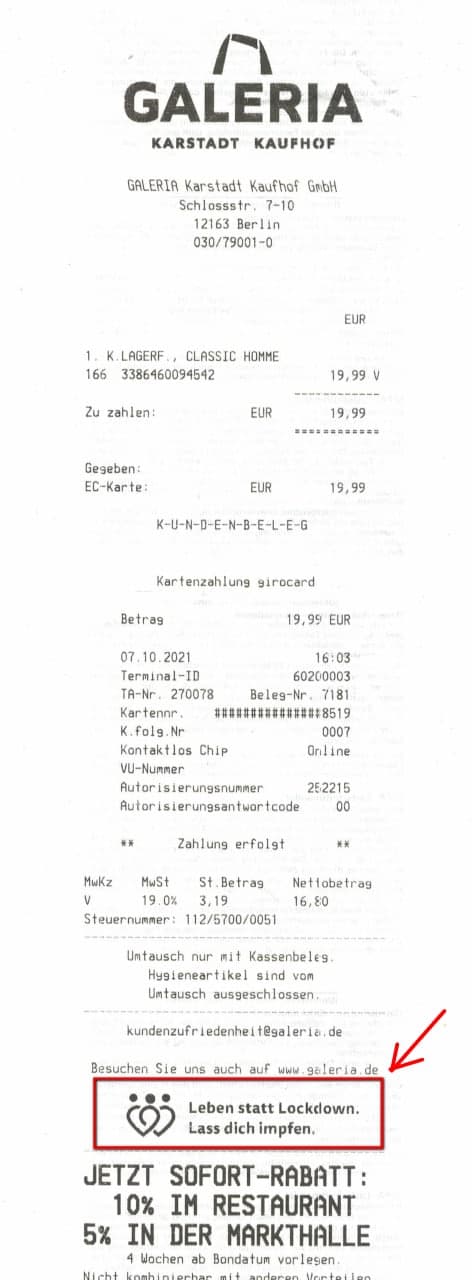 4R mit neuer GENimpfwerbung 9.10.2021:
Leben statt Lockdown - lass dich impfen 4R
mit neuer GENimpfwerbung 9.10.2021: Leben statt
Lockdown - lass dich impfen