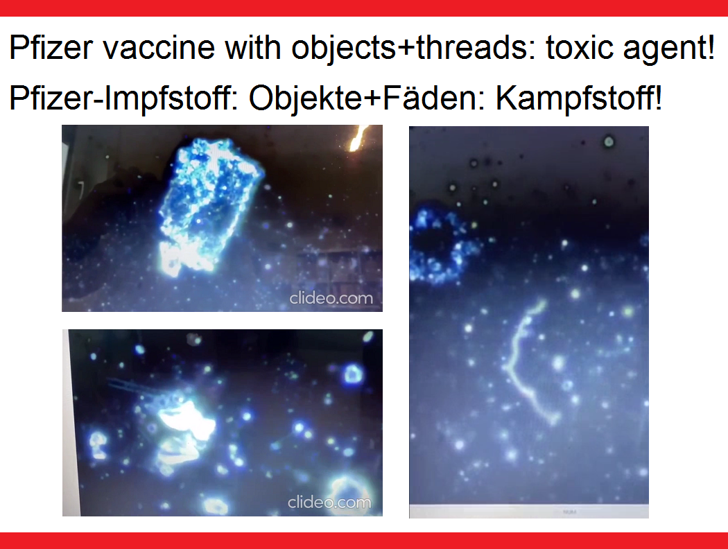 Video 9.10.2021: Pfizer vaccine=toxic
agent! - Pfizer-Impfstoff=Kampfstoff! (25'') Video 9.10.2021: Pfizer vaccine=toxic
agent! - Pfizer-Impfstoff=Kampfstoff! (25'')