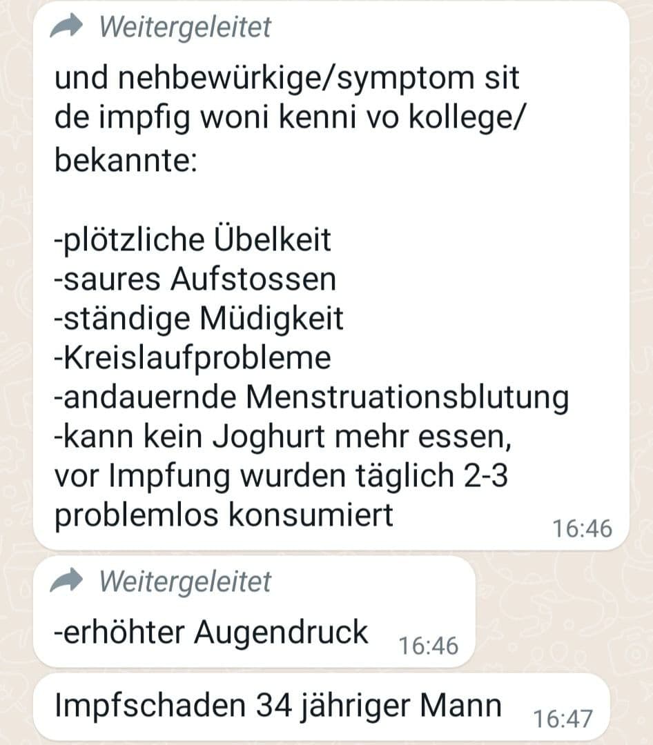 GENimpfschaden Firma
                  Schweiz 27.10.2021: Haufenweise Nebenwirkungen bei den
                  GENgeimpften - alles wird unterschlagen!