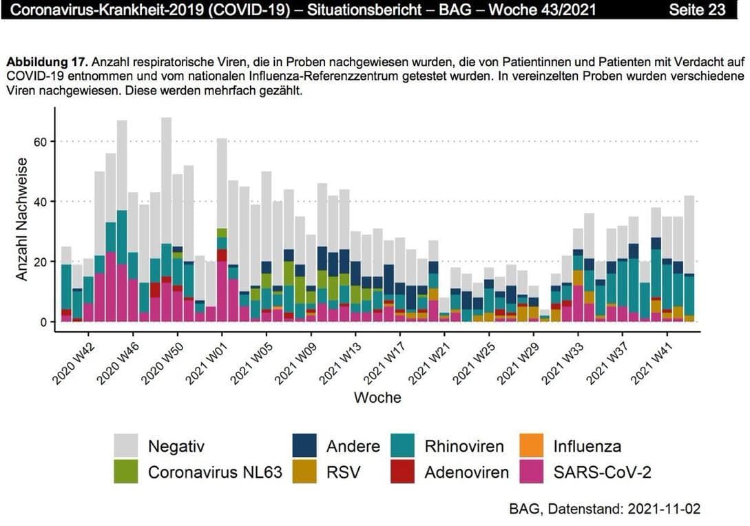 Medizinisches im BAG 9.11.2021:
                Der Coronavirus ist abgeschafft: Spannend in der Woche
                43 keine SARS-CoV-2 mehr
