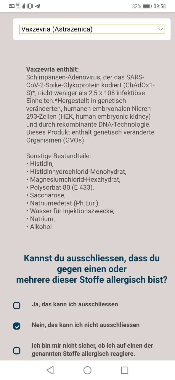 Inhaltsstoffe der
                            GENimpfung von AstraZeneca