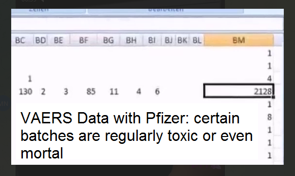 Video
                            Dec,26, 2021: Data of VAERS with Pfizer:
                            certain batches are regularly toxic or even
                            mortal (1min.)