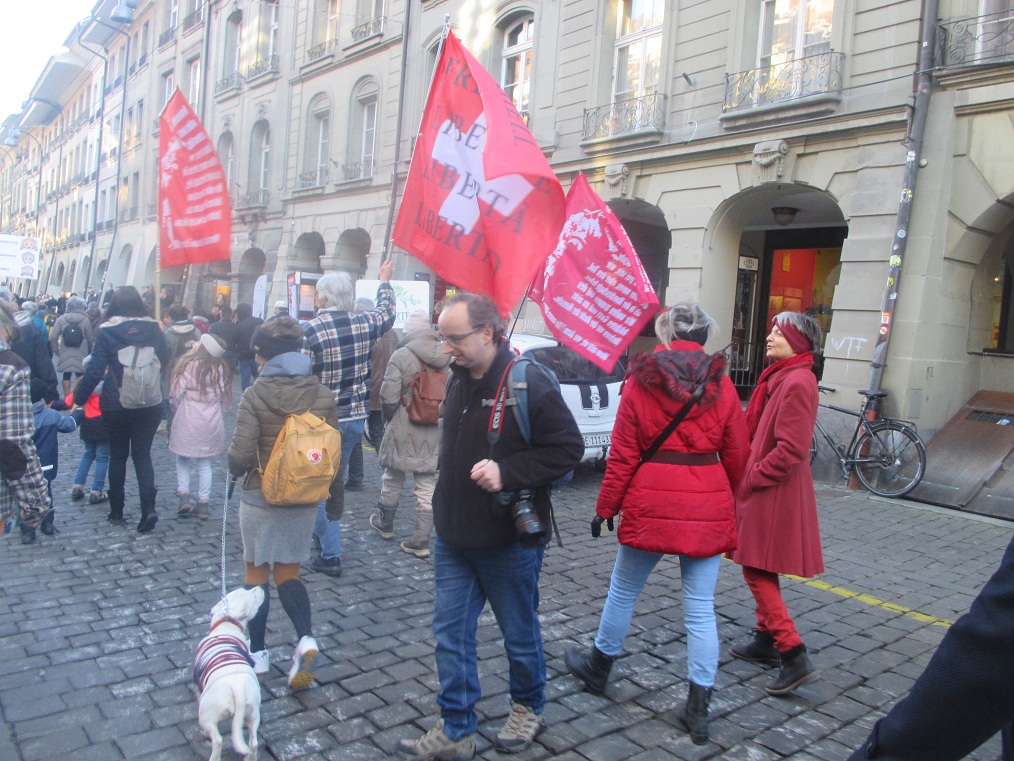 Demo in Bern 22.1.2022: Fahnen von
"Freunde der Verfassung" Demo in Bern
22.1.2022: Fahnen von "Freunde der
Verfassung"