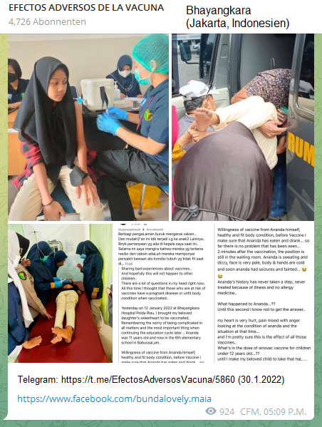 GENimpfmord mit Sinovac in
                            Bhayangkara (Jakarta, Indonesien) 30.1.2022:
                            Mädchen Ananda (11) stirbt 2 Minuten nach
                            der Impfung