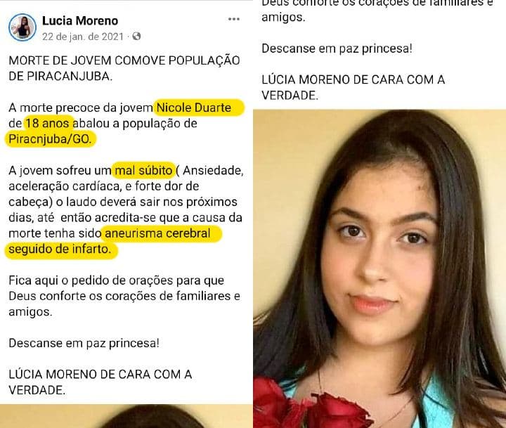 6.2.2022: Verdacht GENimpfmord in
                  Piracanjuba (Goiás - Brasilien) 6.2.2022: Nicole
                  Duarte ist mit 18 weg