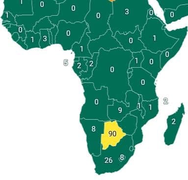 Zahlen Afrika mit Inzidenzen 25.2.2022: Botswana
                  hat viel GENgeimpft - und hat hohe Inzidenz