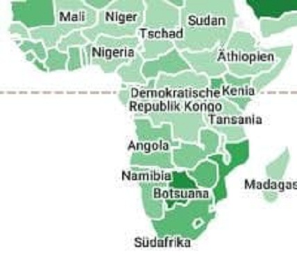Karte von
                  Afrika ab Sahara