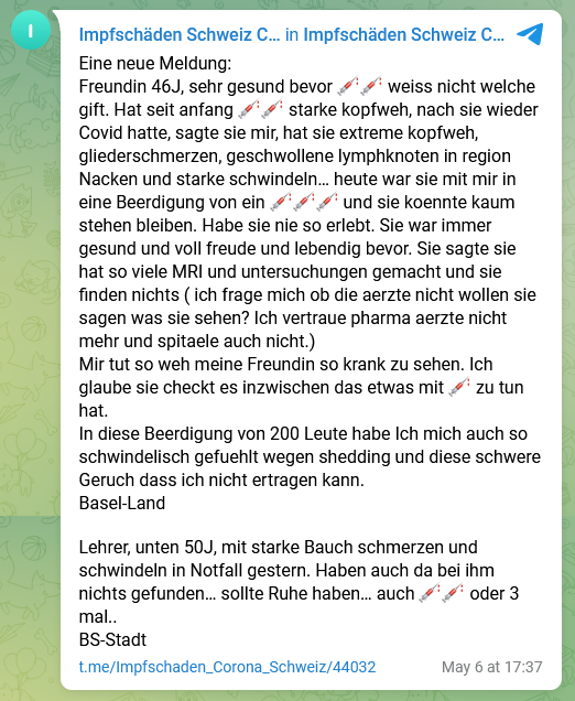 Meldung des
                    SCHLANGENGIFTimpfmords im Kanton Basel-Land
                    6.5.2022
