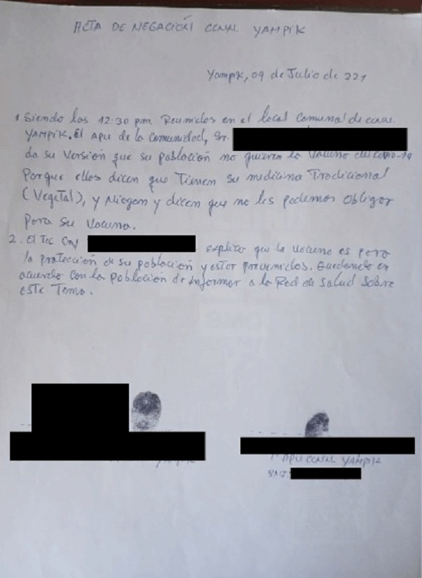 Protestbriefe
                  der Apu-Ureinwohner in Peru von 2021: Ureinwohner von
                  Peru lehnen die SCHLANGENGIFTimpfung ab, Brief 4