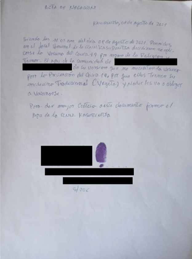 Protestbriefe
                  der Apu-Ureinwohner in Peru von 2021: Ureinwohner von
                  Peru lehnen die SCHLANGENGIFTimpfung ab, Brief 3