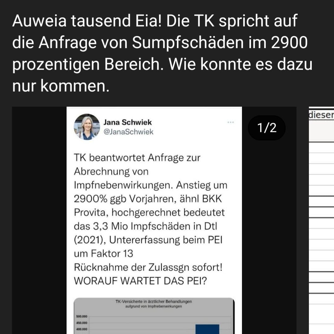 Zahlen SCHLANGENGIFTimpfschaden
                  4R 31.7.2022: Technische Krankenkasse meint:
                  Impfsch�den haben um 2900% zugenommen