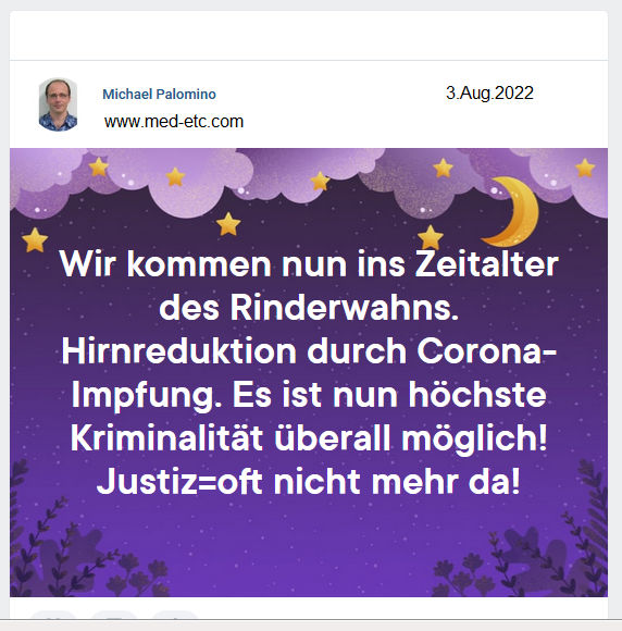 SCHLANGENGIFTimpfschaden ganze Welt 3.8.2022:
                    Das Zeitalter des Rinderwahns